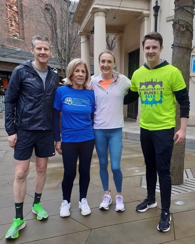 Steve Cram CBE, Alison Davis, Paula Radcliffe MBE and Richard Johnson  standing outside Worcester