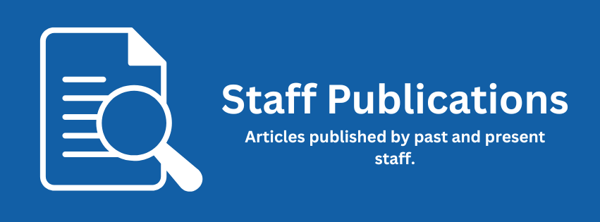 Image: Banner stating 'Staff publications - articles published by past and present staff.'