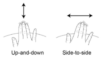 Massage scar up and down and side to side with fingers as shown