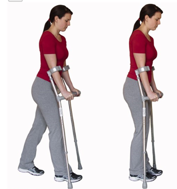 Person walking with crutches