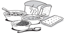 Drawing of different starchy foods - breads, cereals, crackers