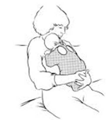 Diagram of baby being held under bottom