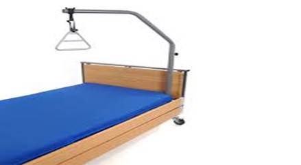 Hospital bed with monkey pole support