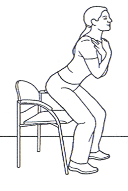 Person standing from sitting with arms crossed in front of chest