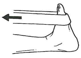 Calf stretch with exercise band being used to flex foot