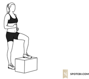 Person stepping up onto box