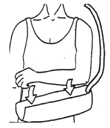 Image of sling having injured arm placed into it