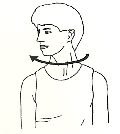 Diagram of an individual turning their head to one side to stretch neck