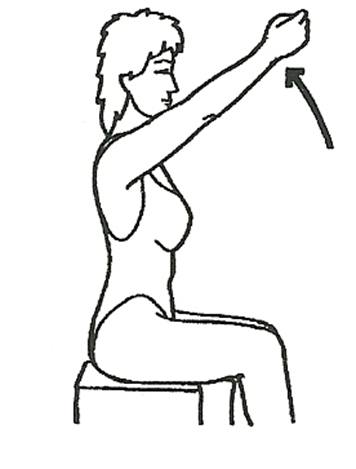 Diagram of an individual lifting their straight arm to stretch shoulder