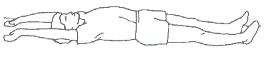Diagram of an individual laying flat on the ground with arms stretching out above their head hands touching the ground 