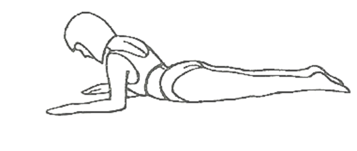 Diagram of individual lay on their front pushing chest up using forearms
