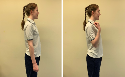 An image of an individual straightening forearm from elbow and then bending elbow to bring hand to shoulder height
