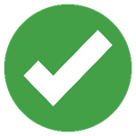 White tick in a green circle