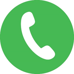 White telephone receiver in green circle
