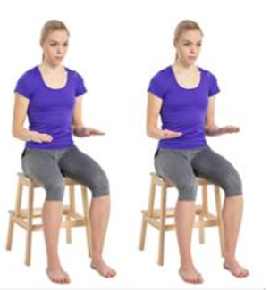 An image of a hands out in front of them elbows bent at 90 degrees  with the thumb and fingers straight, Palms are turning up and down