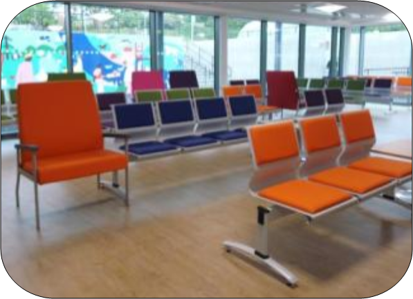 A photo of the seats in the waiting area 