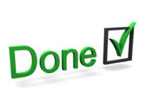 A big green Done and a tick in a box
