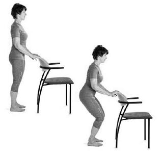 Person doing a supported squat 