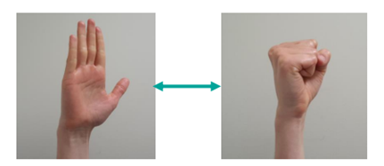 Images of finger exercises. Open and close fist
