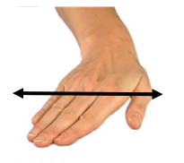 Image of fingers flat on a surface being moved side to sire