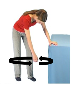 Image of person leaning on surface letting other arm swing like a pendulum in circles