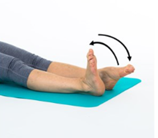 An individual waving feet up and down like they are wearing flippers