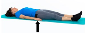 An individual laying on the ground squeezing their bum muscles together