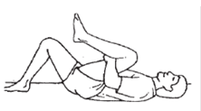 Person lay on back holding back of thigh pulling knee towards head. Other foot remains flat on floor knee bent