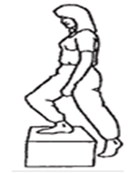 Person stepping up onto step or boc