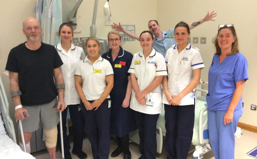 • Patient Chris Blackshaw with members of the Worcestershire Acute Hospitals NHS Trust team who cared for him at the Alexandra Hospital, Redditch.