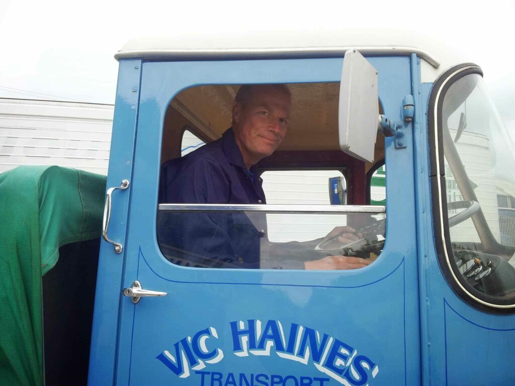 Sean sat in his lorry cab having returned to work after starting the world-first drug trial.