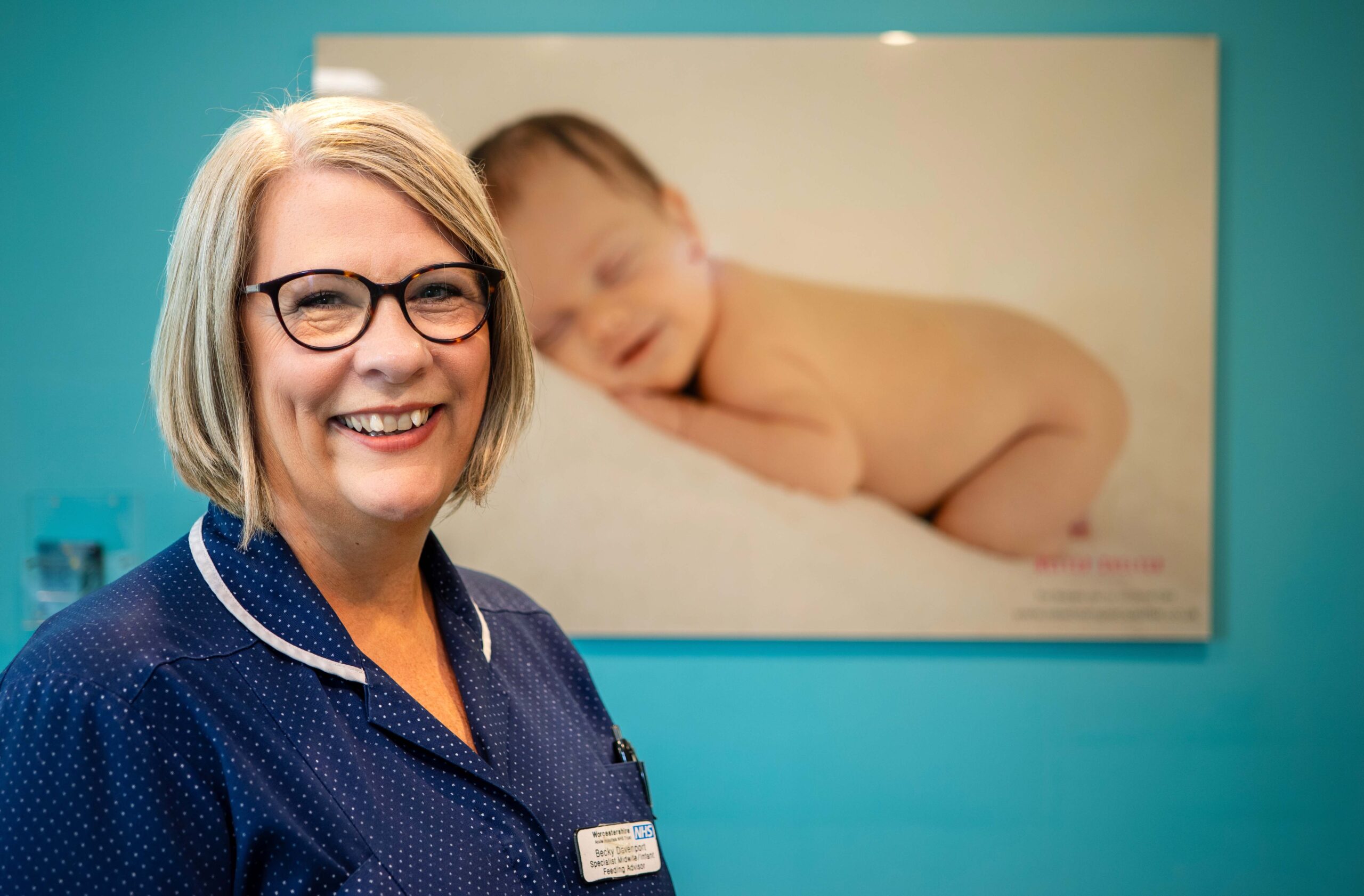 Becky Davenport in her dark blue uniform, pictured at Worcestershire Royal Hospital.