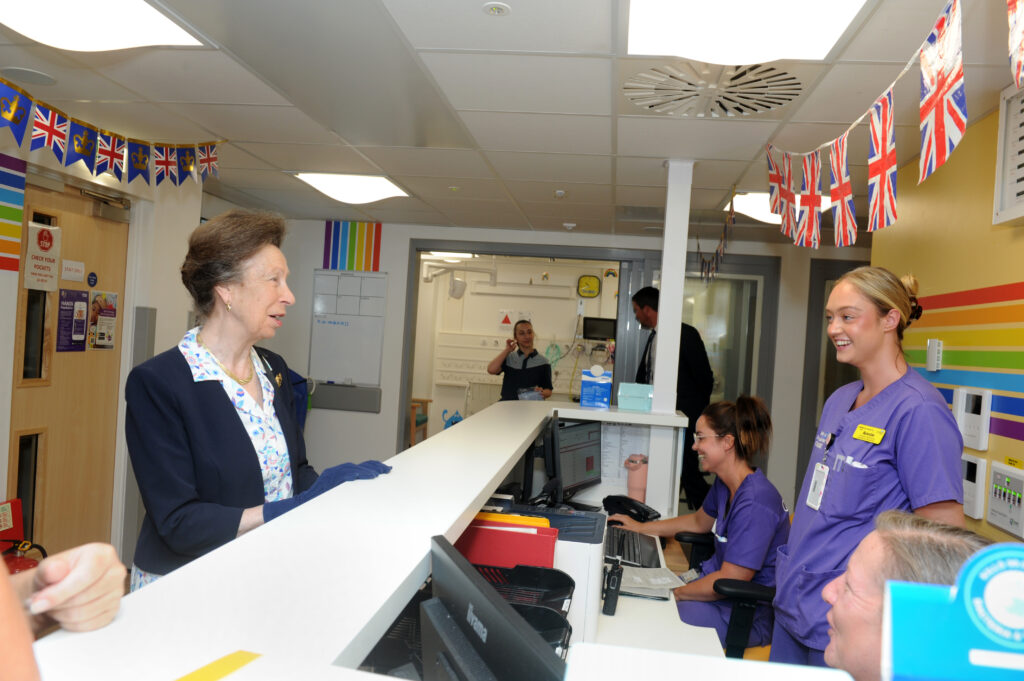 HRH The Princess Royal meets staff in the Emergency Department.