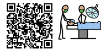 Image of a QR code which links  to Widgit Health - a document to show day case process in pictures