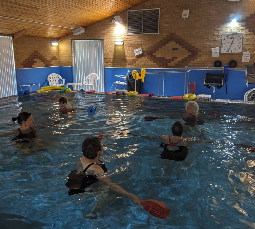 Some of the Worcester Waders participants in the pool during the hydrotherapy session.