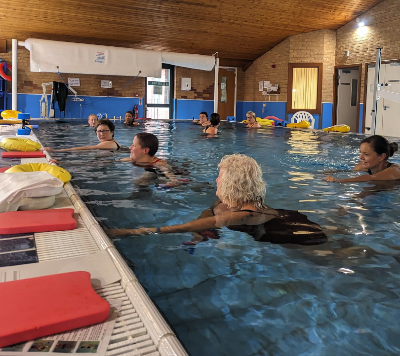 Worcester Waders participants in the hydrotherapy pool at Worcestershire Royal Hospital during a session.