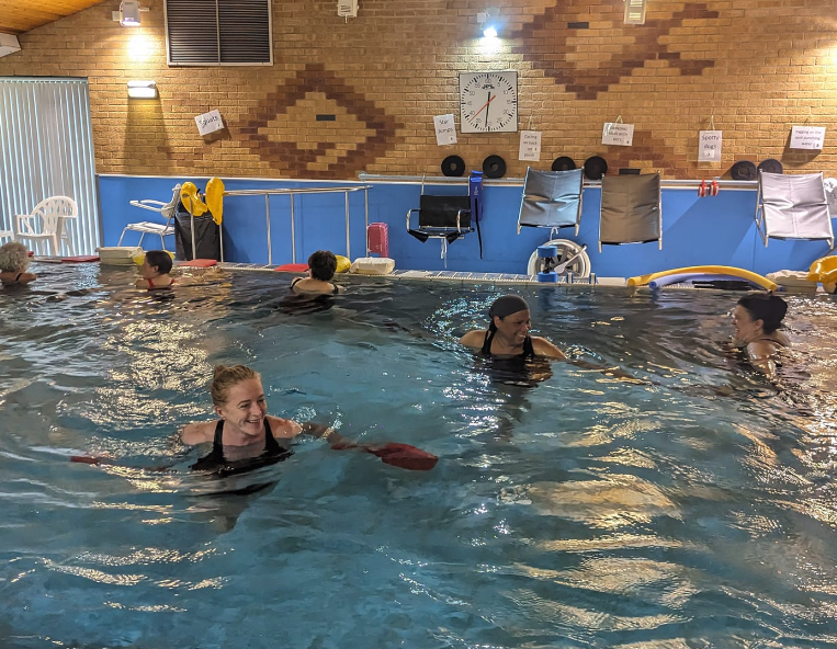 Some of the Worcester Waders participants in the pool during the hydrotherapy session.