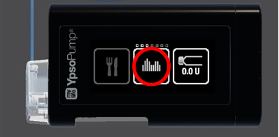 Photo of the Ypsomed CamAPS  screen, red circle shows percentage
