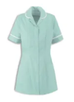Image of a Hearing Screener's uniform. Pale green tunic with white trim on the sleeves