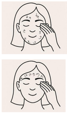 A drawing of a woman massaging her face in small circles.