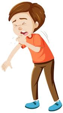 Cartoon of child coughing 