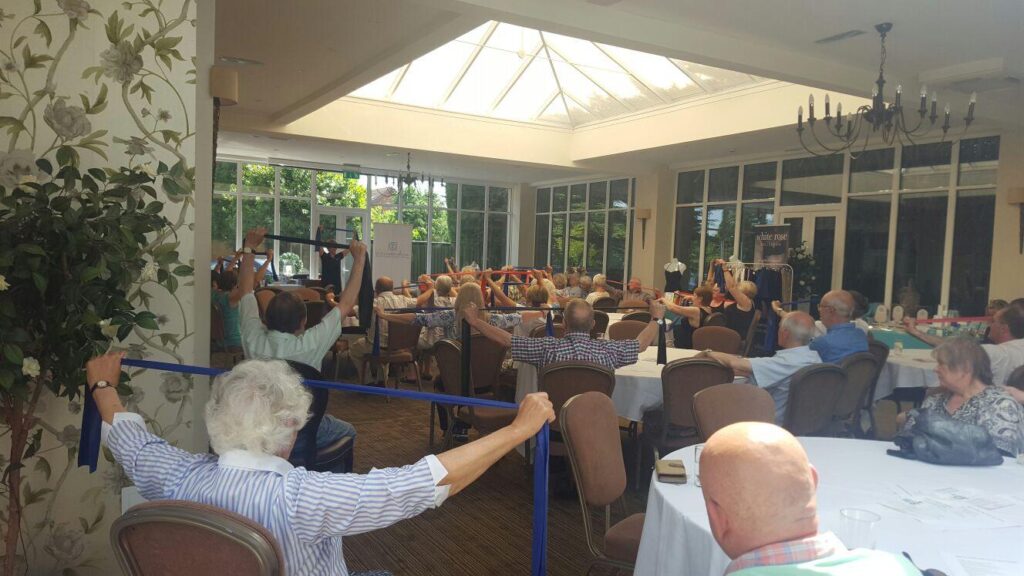An exercise session at one of the support group meetings.
