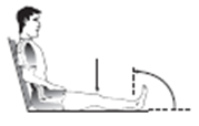 Person sat on floor with back supported and legs extended flexing feet toes point up to the ceiling, thigh tensed, knee pushing down into floor