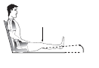 Person sat on floor with back supported and legs extended flexing feet toes point up to the ceiling, leg lifted slightly off floor