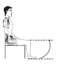 Person sat on chair with back supported and knees at 90 degree angle. Leg is straightened to 180 degrees and lowered after count of 5
