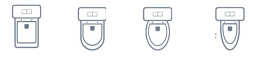 A drawing of the different shapes of the toilet bowl