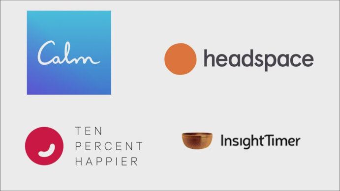 A picture of the several Apps available to download to help with mindfulness