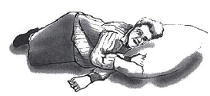 Picture of person using pillow or cushion to get comfortable on the floor