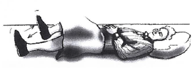 Picture of person lying on their back on the floor and moving their legs to keep warm