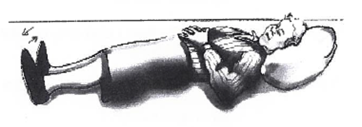 Picture of person lying on their back on the floor and moving their feet to keep warm
